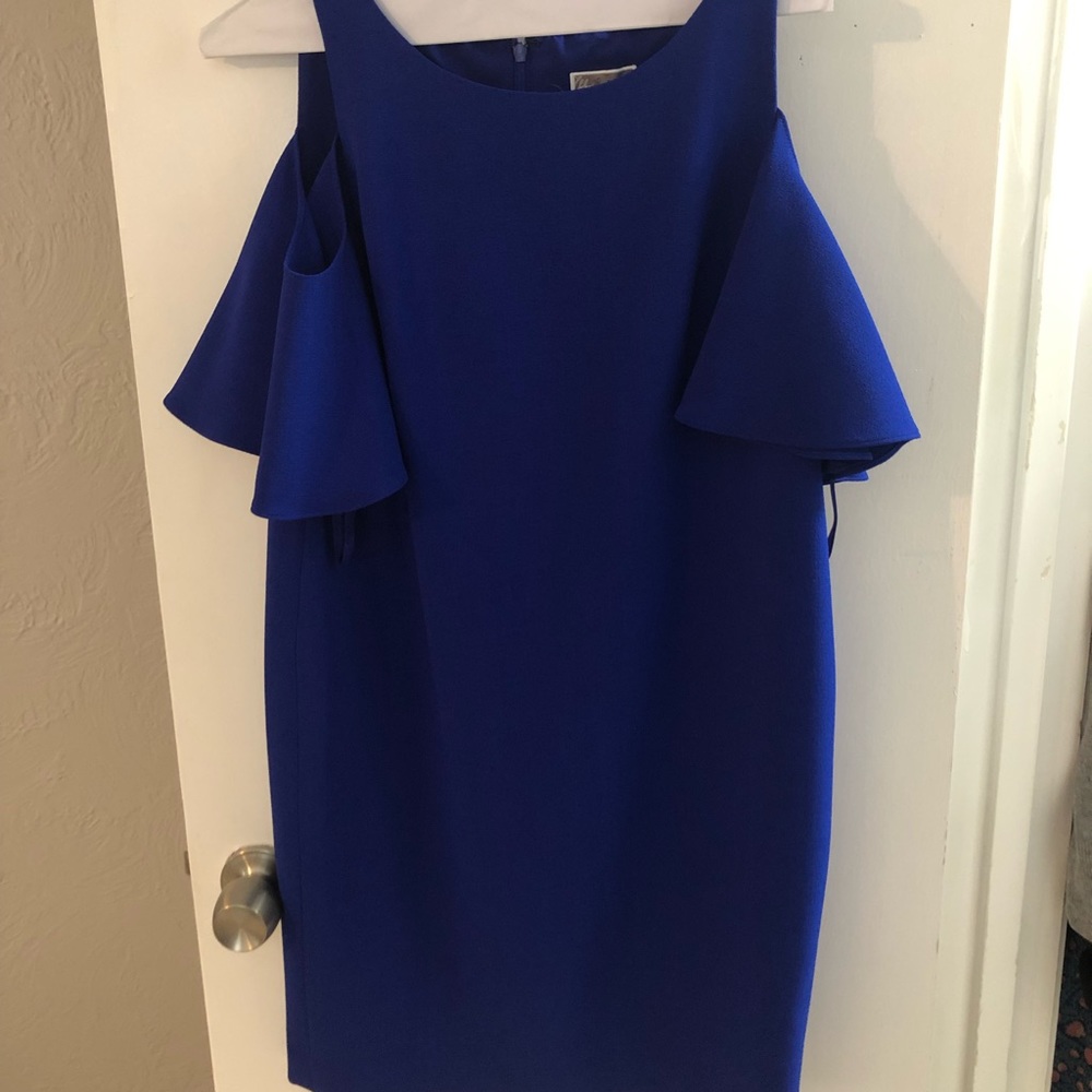 Royal blue naked shoulder dress
